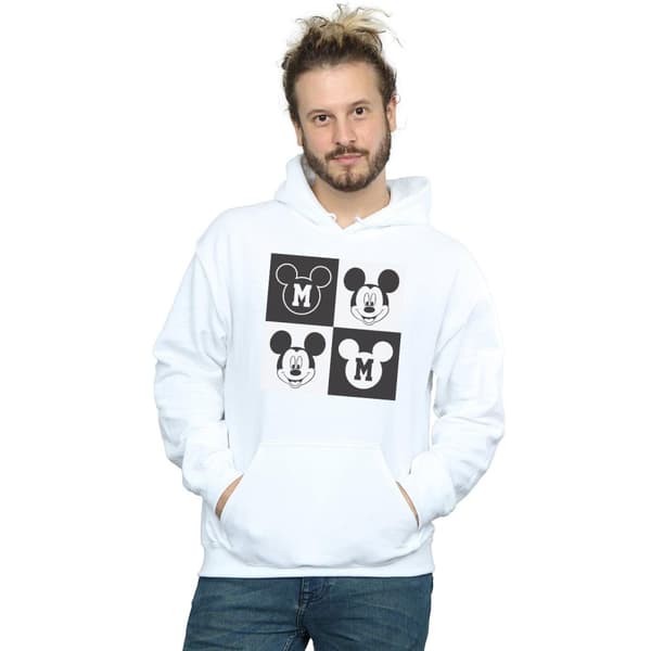 Disney Mens Mickey Mouse Smiling Squares Hoodie