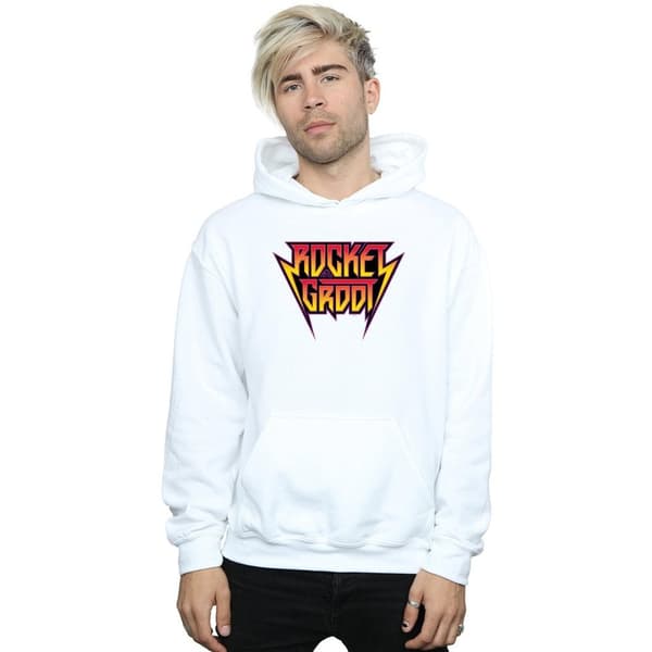 Marvel Mens Guardians Of The Galaxy Vol. 2 Rocket And Groot Metal Logo Hoodie