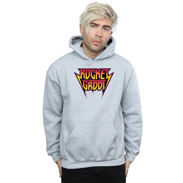 Marvel Mens Guardians Of The Galaxy Vol. 2 Rocket And Groot Metal Logo Hoodie