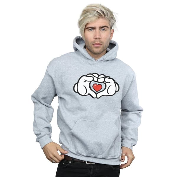 Disney Mens Mickey Mouse Heart Hands Hoodie