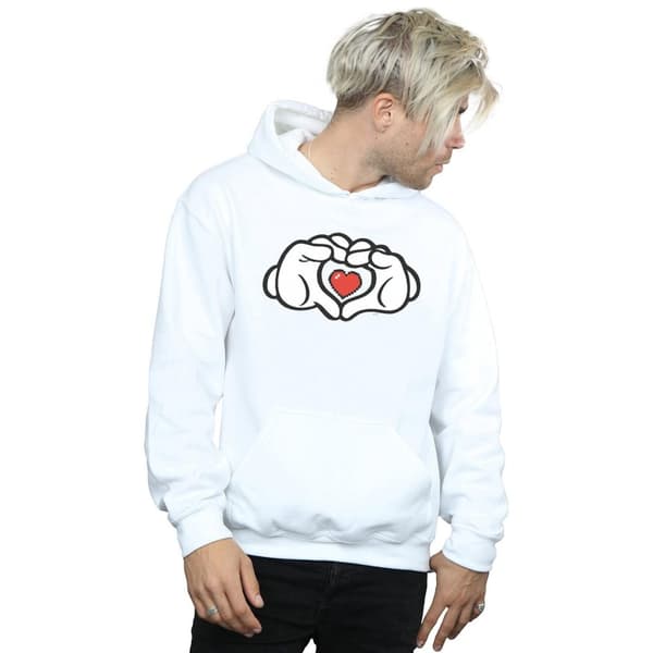 Disney Mens Mickey Mouse Heart Hands Hoodie