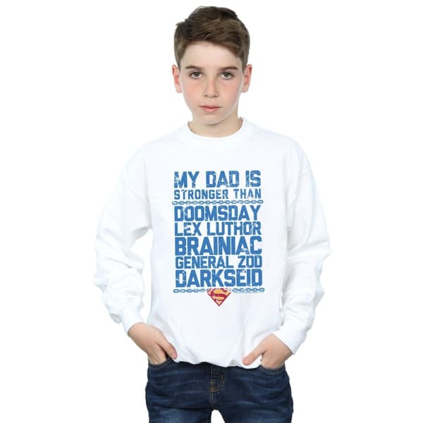 DC Comics Boys Superman My Dad Is Stronger Than Sweatshirt