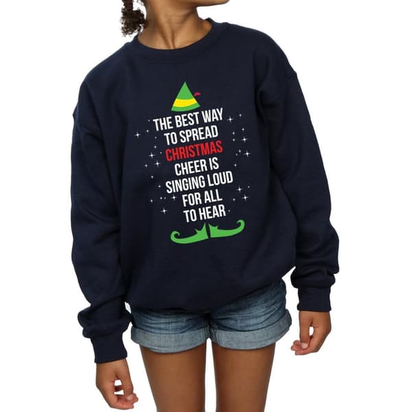 Elf Girls Christmas Cheer Text Sweatshirt