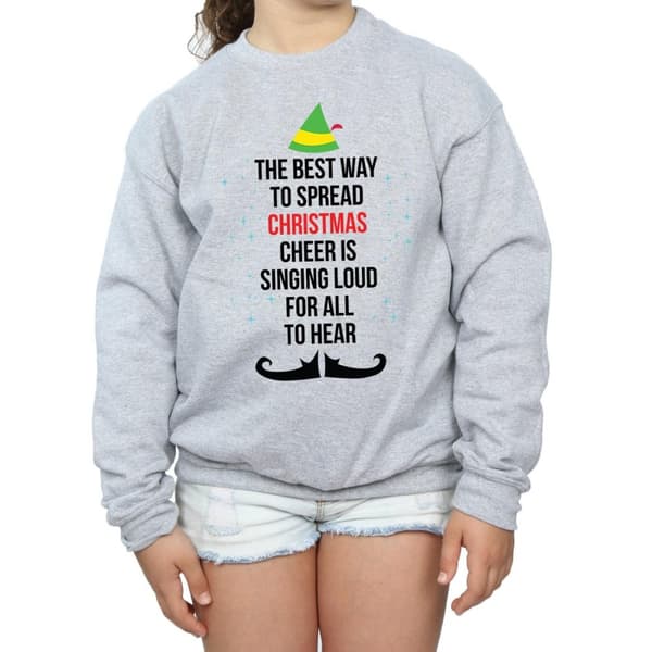 Elf Girls Christmas Cheer Text Sweatshirt