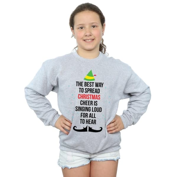 Elf Girls Christmas Cheer Text Sweatshirt
