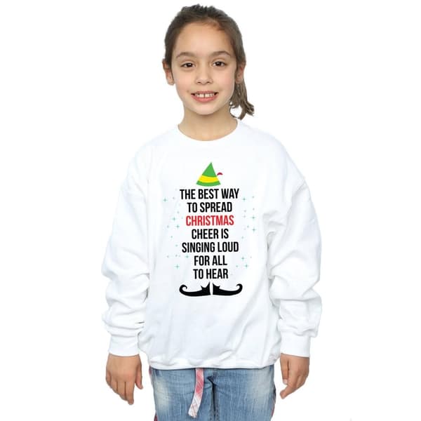 Elf Girls Christmas Cheer Text Sweatshirt
