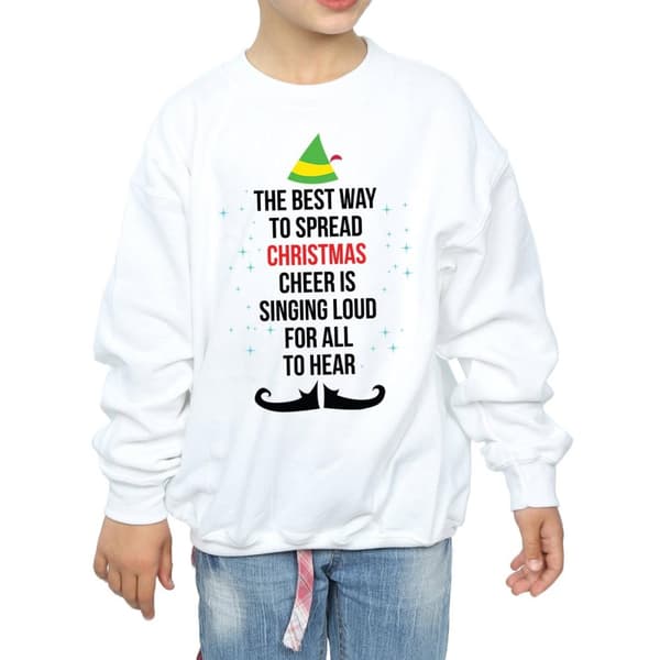 Elf Girls Christmas Cheer Text Sweatshirt