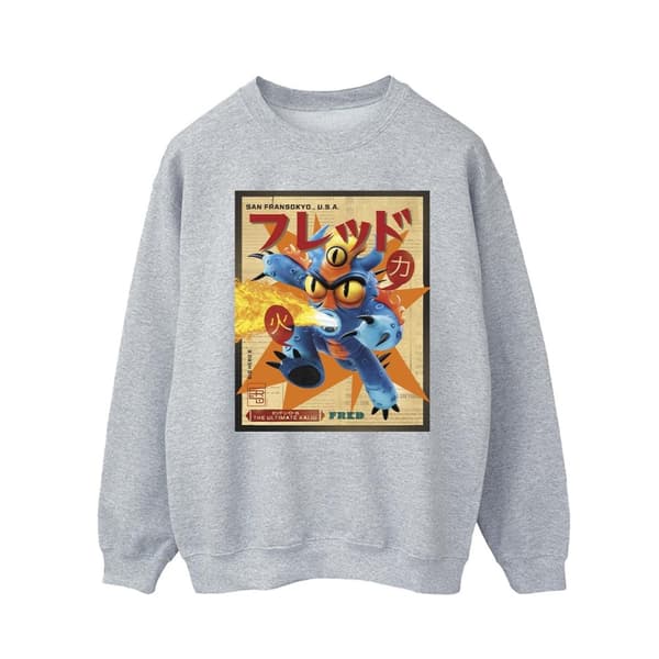 Disney Mens Big Hero 6 Baymax Fred Newspaper Sweatshirt