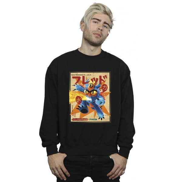 Disney Mens Big Hero 6 Baymax Fred Newspaper Sweatshirt