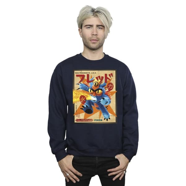 Disney Mens Big Hero 6 Baymax Fred Newspaper Sweatshirt