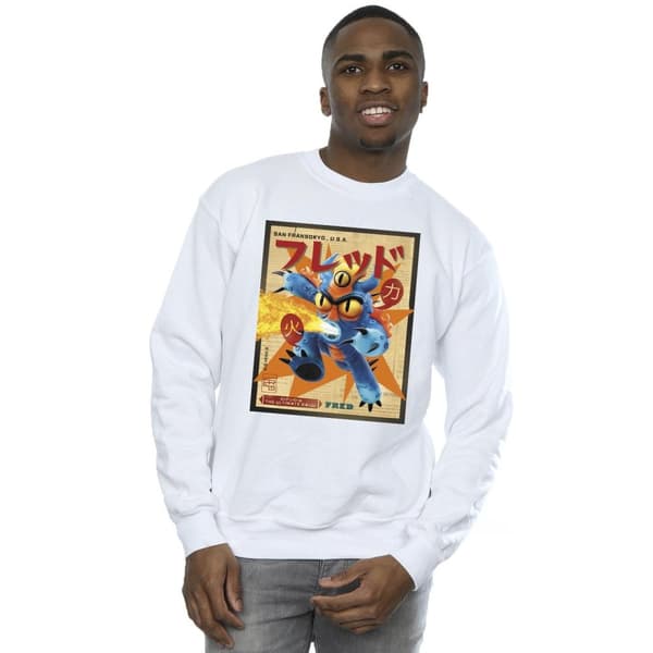 Disney Mens Big Hero 6 Baymax Fred Newspaper Sweatshirt
