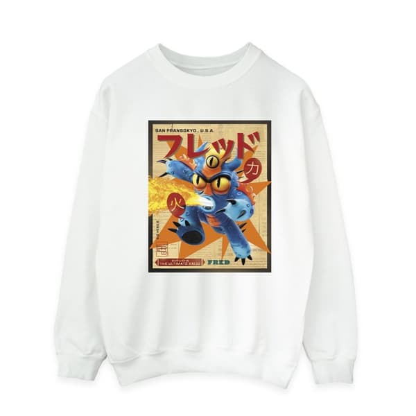 Disney Mens Big Hero 6 Baymax Fred Newspaper Sweatshirt