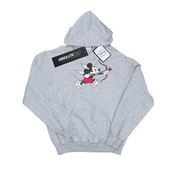 Disney Mens Mickey Mouse Love Cherub Hoodie Sports Grey 4XL