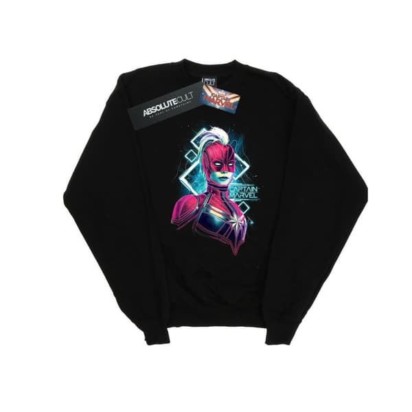 Marvel Girls Captain Marvel Neon Warrior Sweatshirt Black 9-11 Years