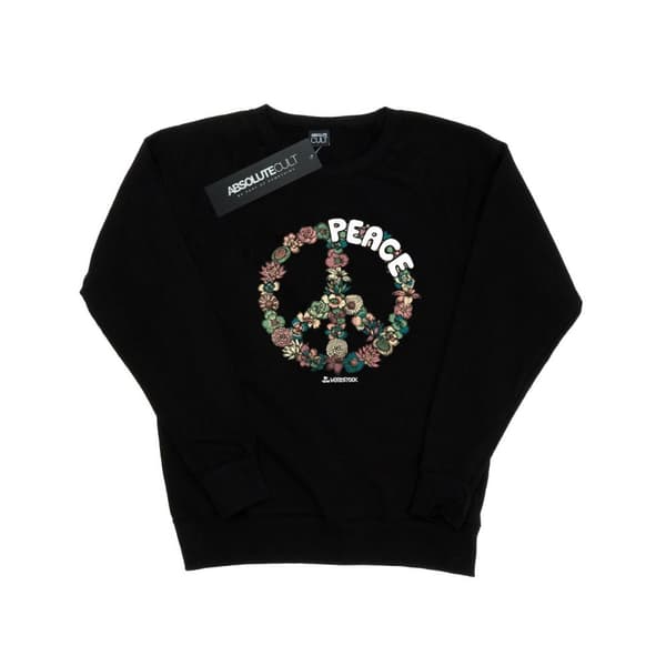 Woodstock Sweatshirt med blommor och Peace-tema, dam/dam