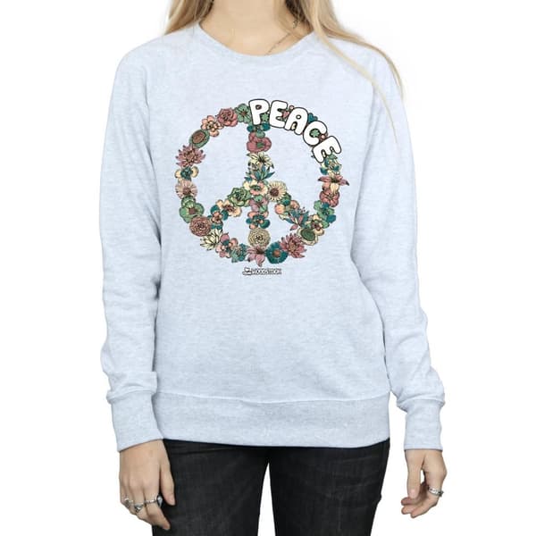 Woodstock Sweatshirt med blommor och Peace-tema, dam/dam
