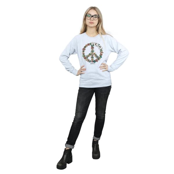 Woodstock Sweatshirt med blommor och Peace-tema, dam/dam