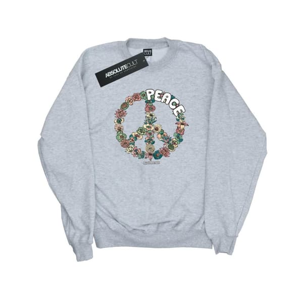 Woodstock Sweatshirt med blommor och Peace-tema, dam/dam