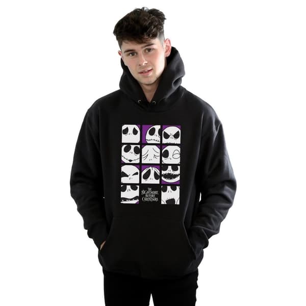 Disney Mens Nightmare Before Christmas Many Faces Of Jack Squares Hoodie