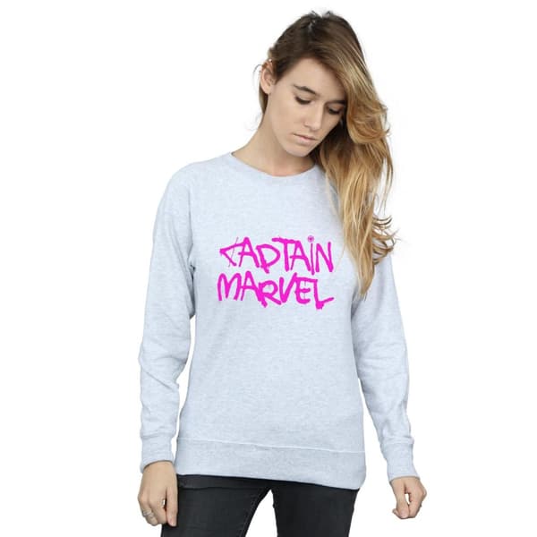 Marvel Sweatshirt med spraytext för damer/kvinnor Captain Marvel