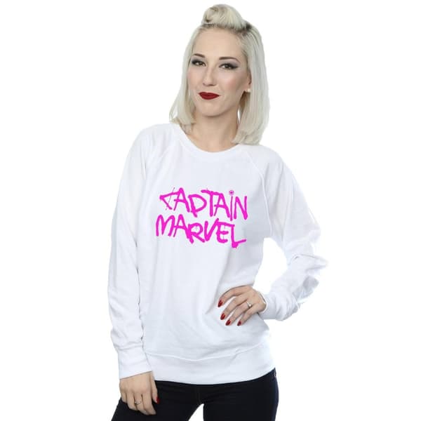 Marvel Sweatshirt med spraytext för damer/kvinnor Captain Marvel