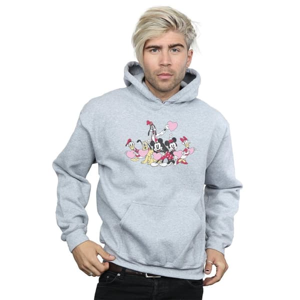 Disney Mens Mickey Mouse Love Friends Hoodie