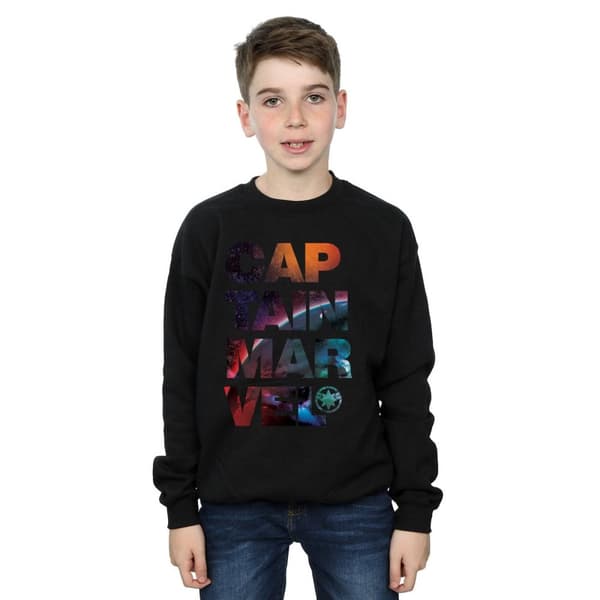 Marvel Boys Captain Marvel Space Text Sweatshirt