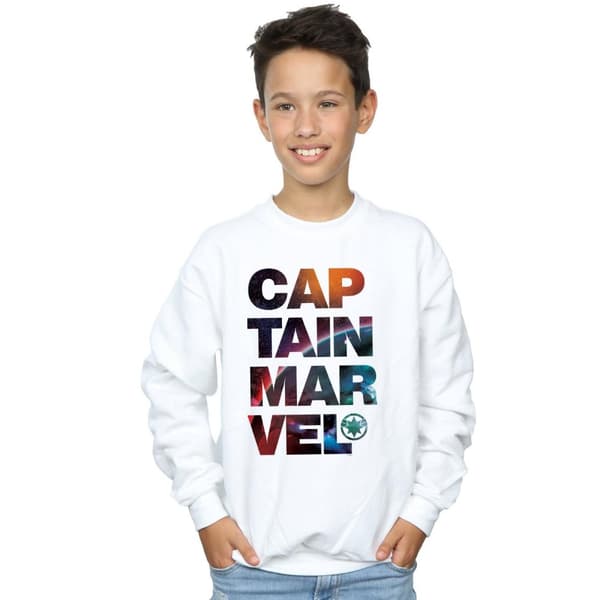 Marvel Sweatshirt med rymdtext för pojkar Captain Marvel