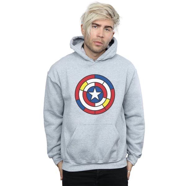 Marvel Mens Captain America Stained Glass Shield Hoodie