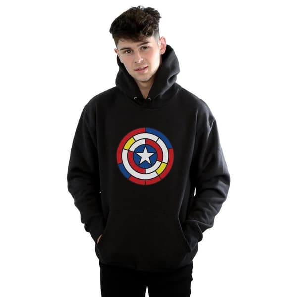 Marvel Mens Captain America Stained Glass Shield Hoodie