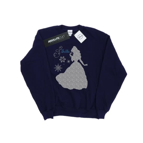 Disney Princess Womens/Ladies Belle Christmas Silhouette Sweatshirt Navy Blue S