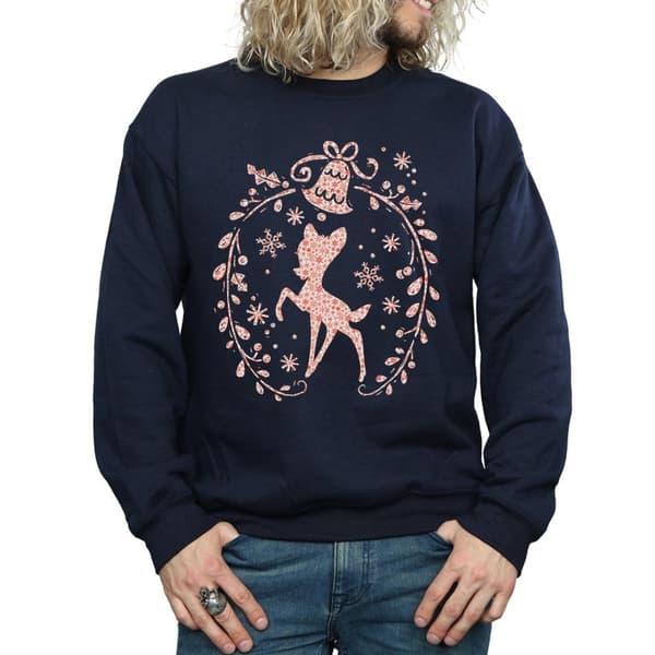 Disney Mens Bambi Christmas Wreath Sweatshirt