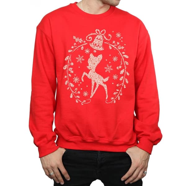 Disney Mens Bambi Christmas Wreath Sweatshirt