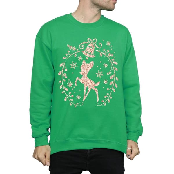 Disney Mens Bambi Christmas Wreath Sweatshirt