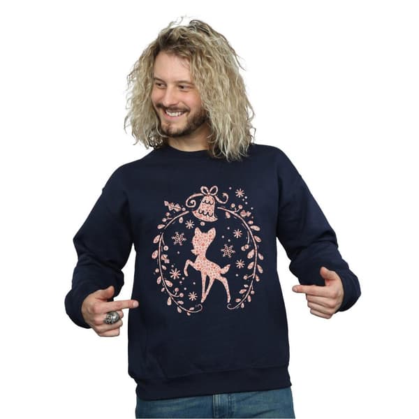 Disney Mens Bambi Christmas Wreath Sweatshirt