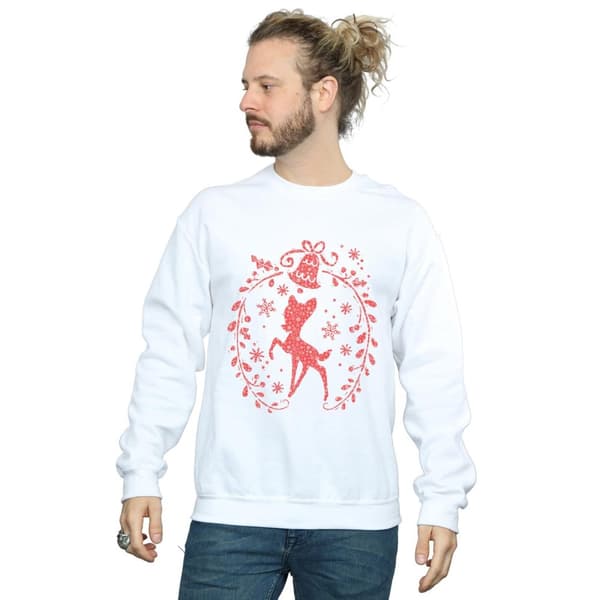 Disney Mens Bambi Christmas Wreath Sweatshirt