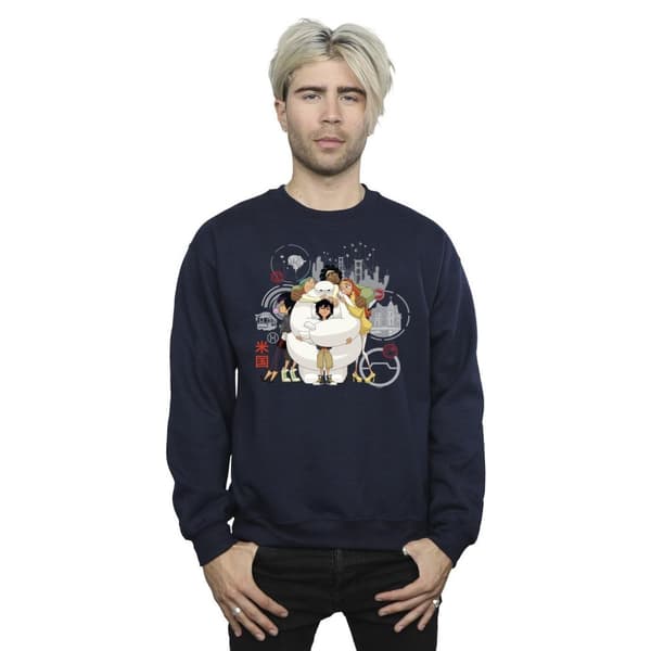 Disney Mens Big Hero 6 Baymax Group Hug Sweatshirt