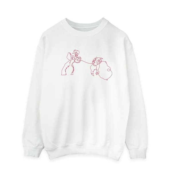 Disney Mens Lady And The Tramp Spaghetti Outline Sweatshirt