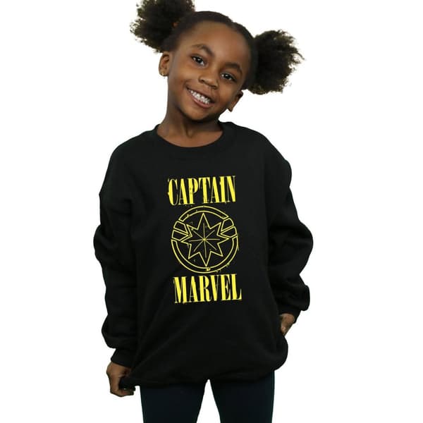 Marvel Girls Captain Marvel Grunge Logo Sweatshirt