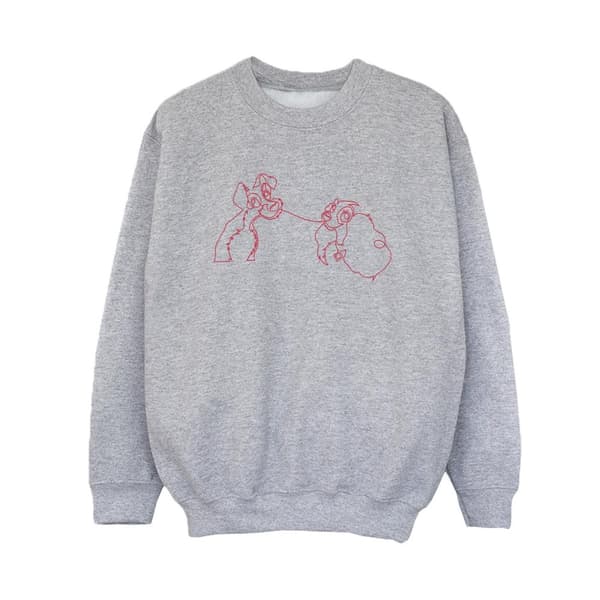 Disney Boys Lady And The Tramp Spaghetti Outline Sweatshirt Sports Grey 12-13 Years