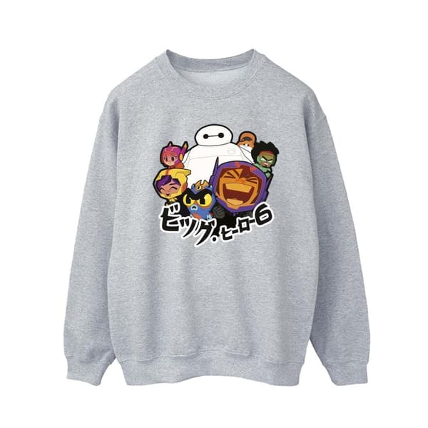 Disney Mens Big Hero 6 Baymax Group Manga Sweatshirt