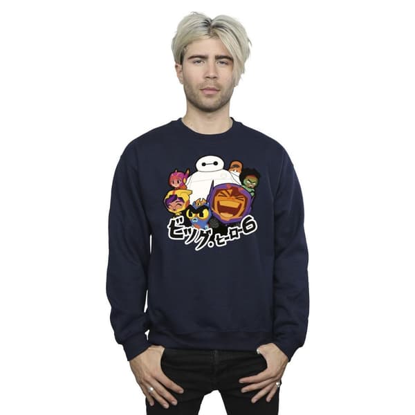 Disney Mens Big Hero 6 Baymax Group Manga Sweatshirt