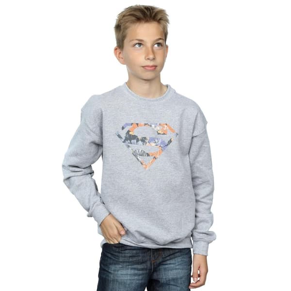 DC Comics Boys Superman Floral Logo 2 Sweatshirt