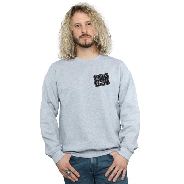 Marvel Mens Captain Marvel Breast Patch Sweatshirt