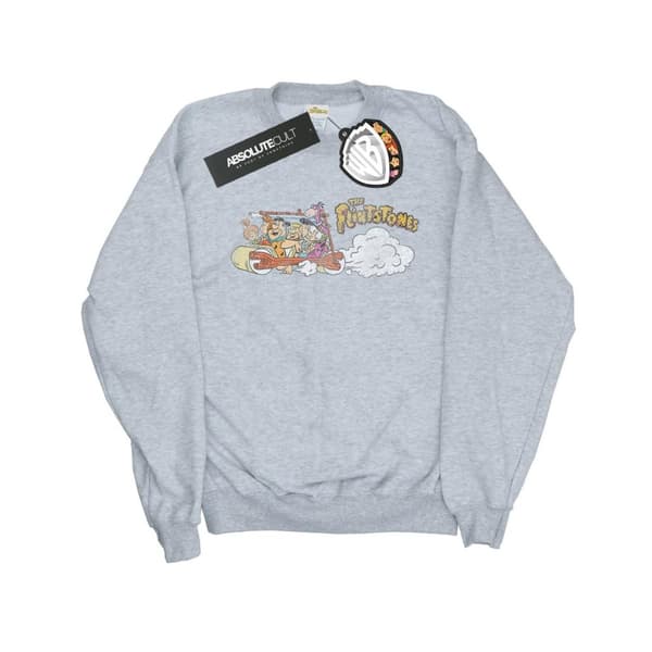 The Flintstones Boys Family Car Distressed Sweatshirt Sports Grey 5-6 Years