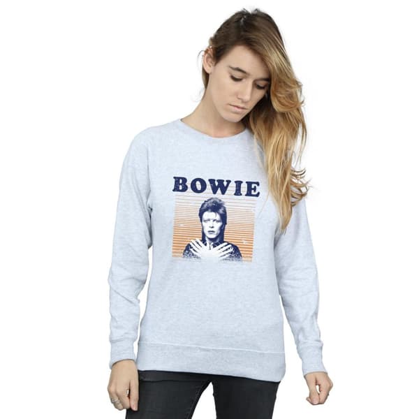 David Bowie Womens/Ladies Orange Stripes Sweatshirt