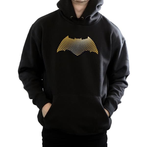 DC Comics Mens Justice League Movie Batman Logo Textured Hoodie