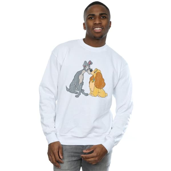 Disney Mens Lady And The Tramp Distressed Kiss Sweatshirt