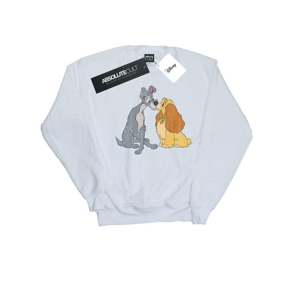 Disney Mens Lady And The Tramp Distressed Kiss Sweatshirt