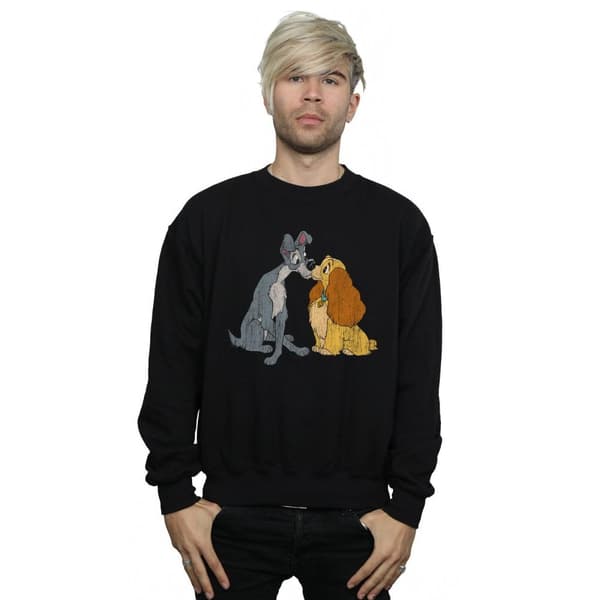 Disney Mens Lady And The Tramp Distressed Kiss Sweatshirt